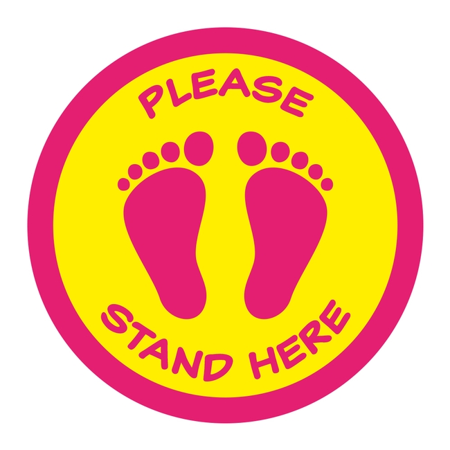 COVID-19 School Please Stand Here Floor Sticker Pink